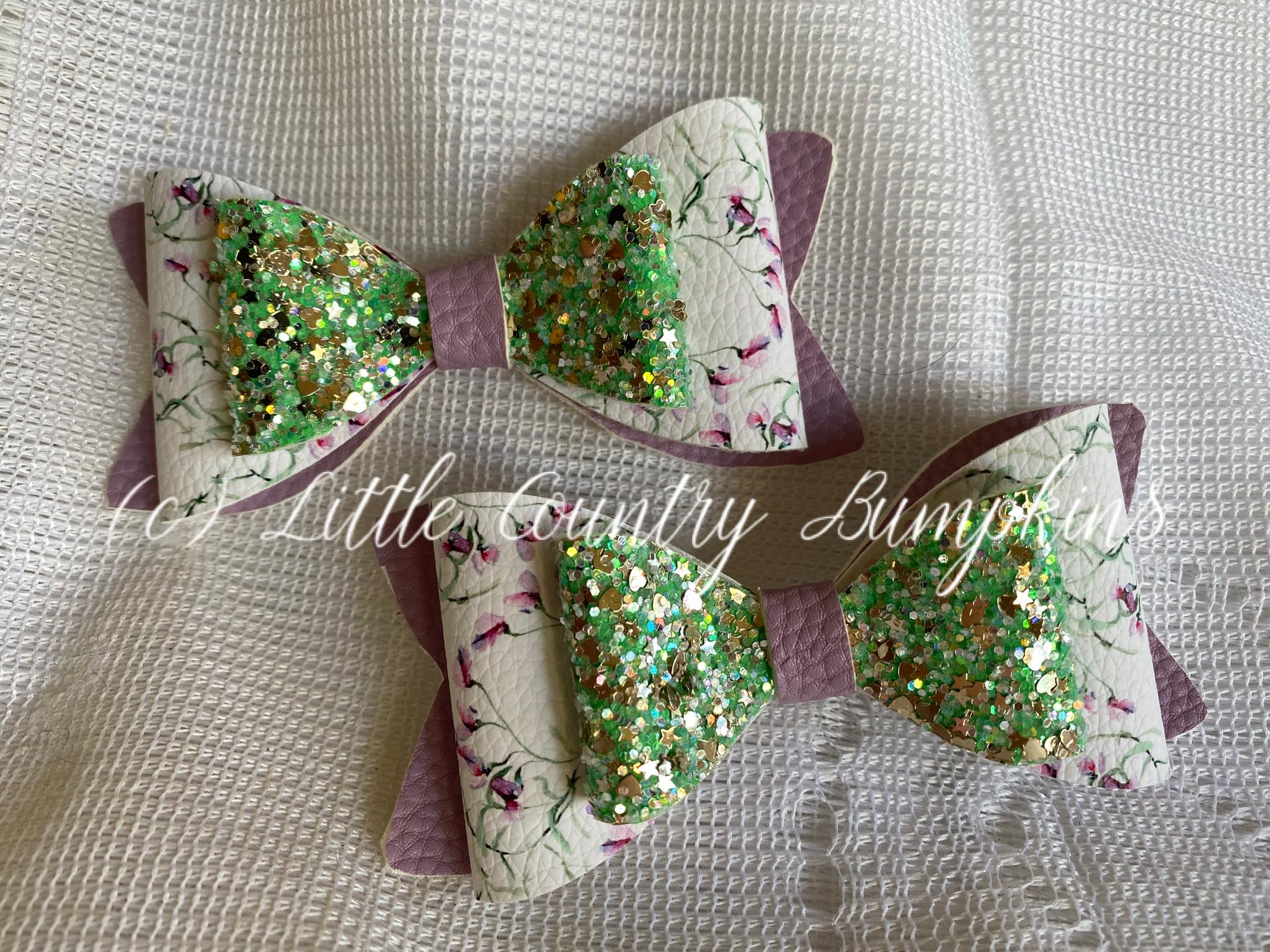 Green/Purple Floral Hairbow