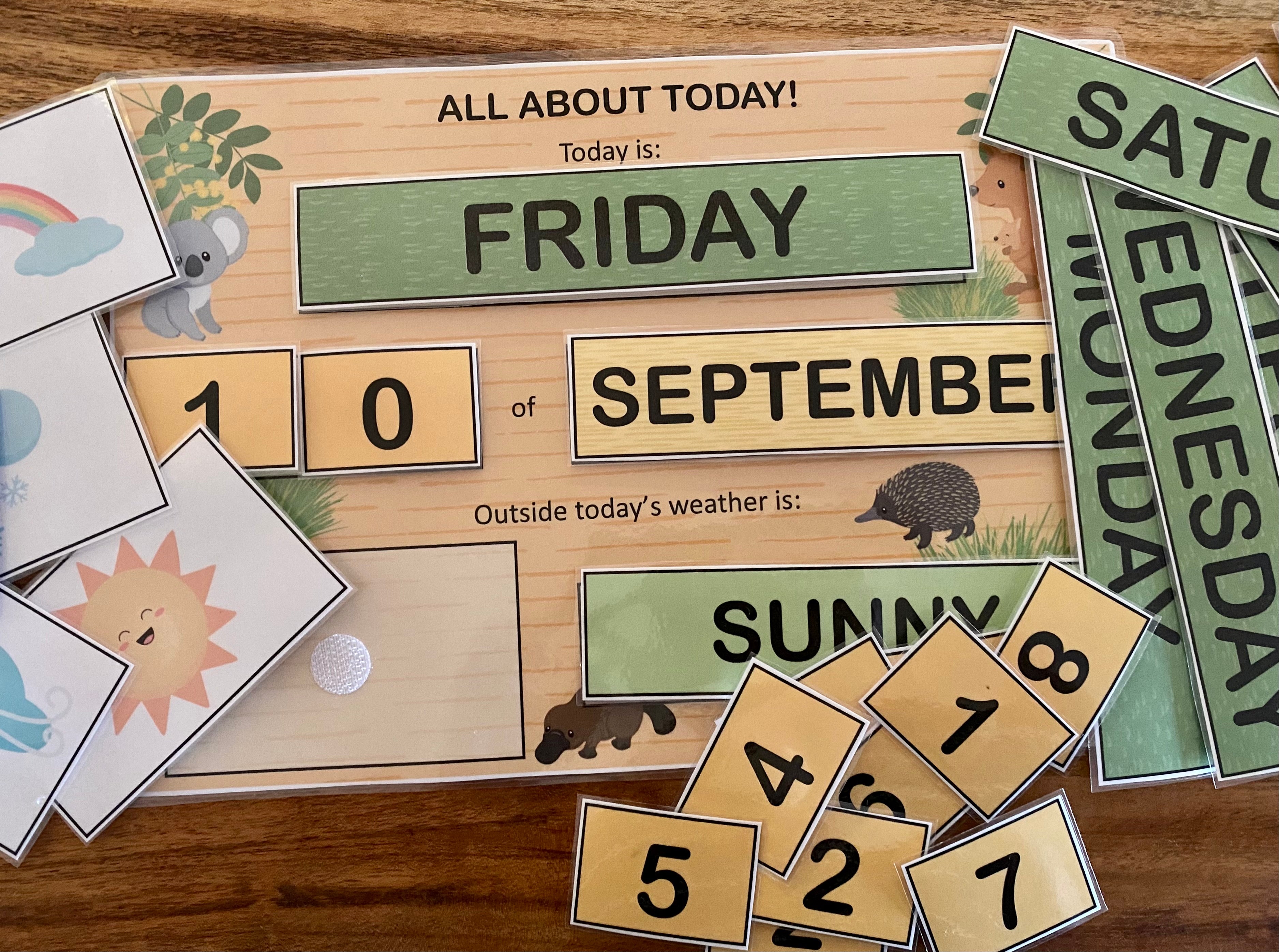 Kids Fridge Calendar - Australian Animal Theme