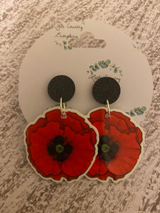 Large Poppy Resin Earrings