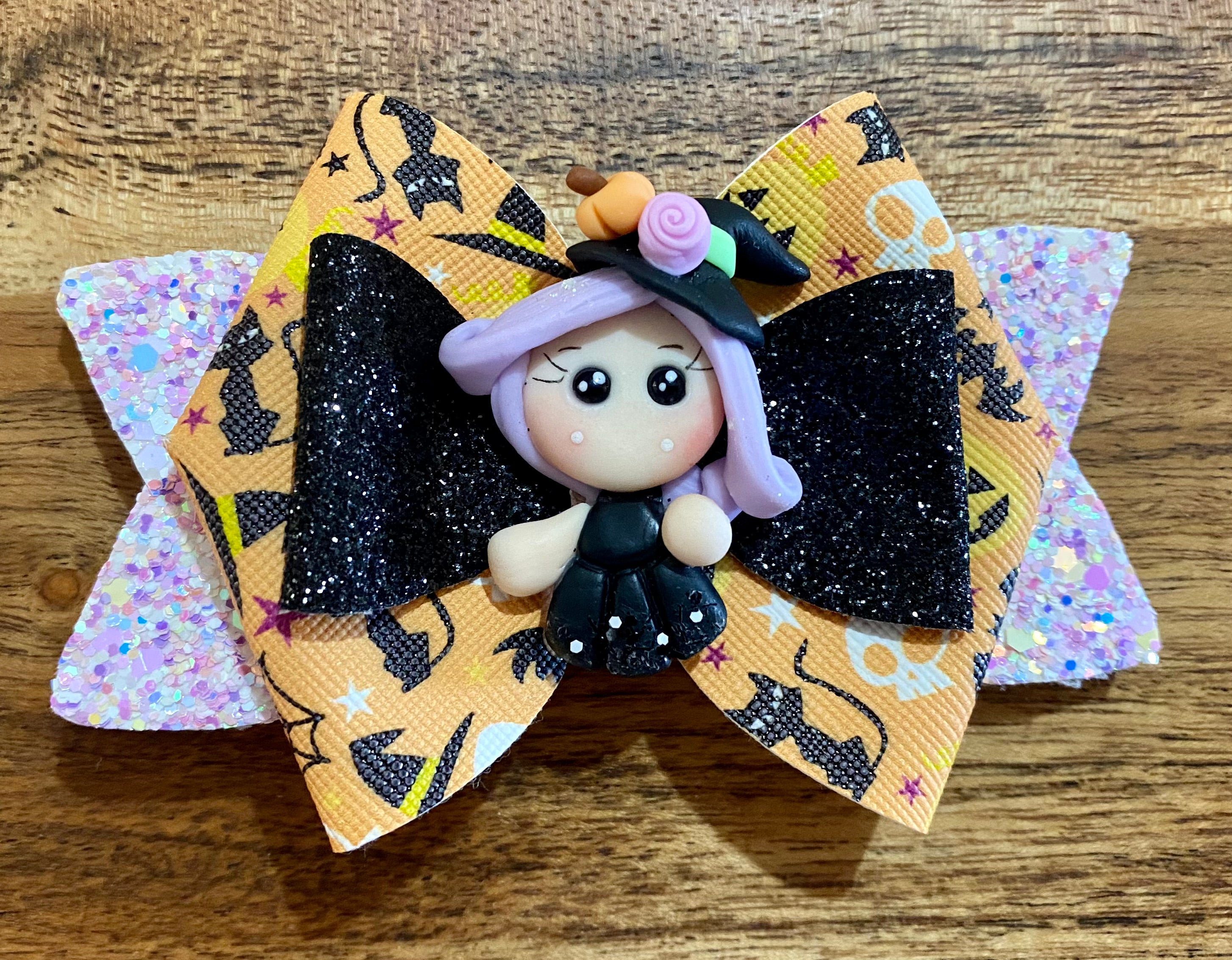 Purple Witch 1 Clay Embellished Hairbow