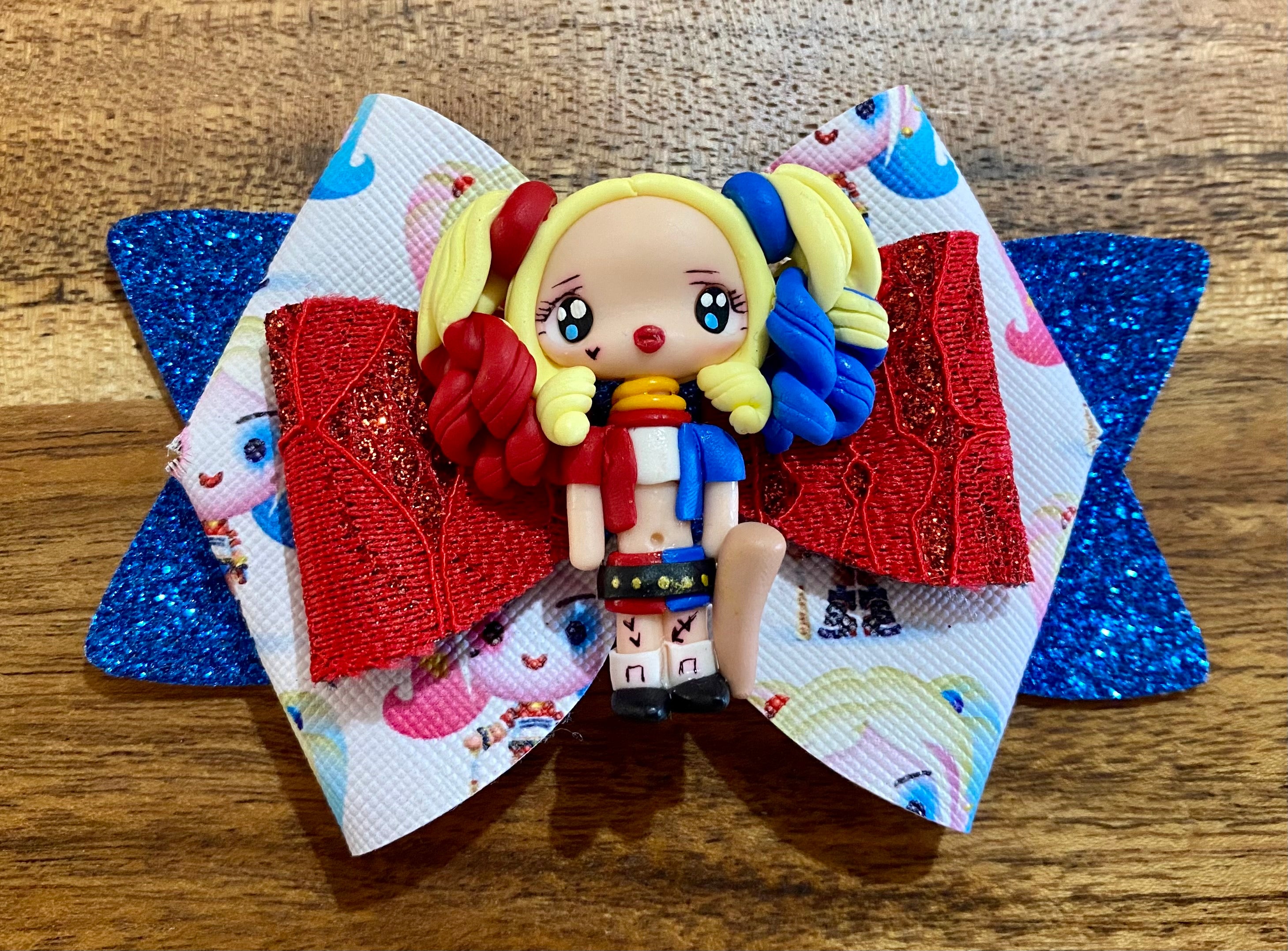 Harley Quinn Clay Embellished Hairbow 2