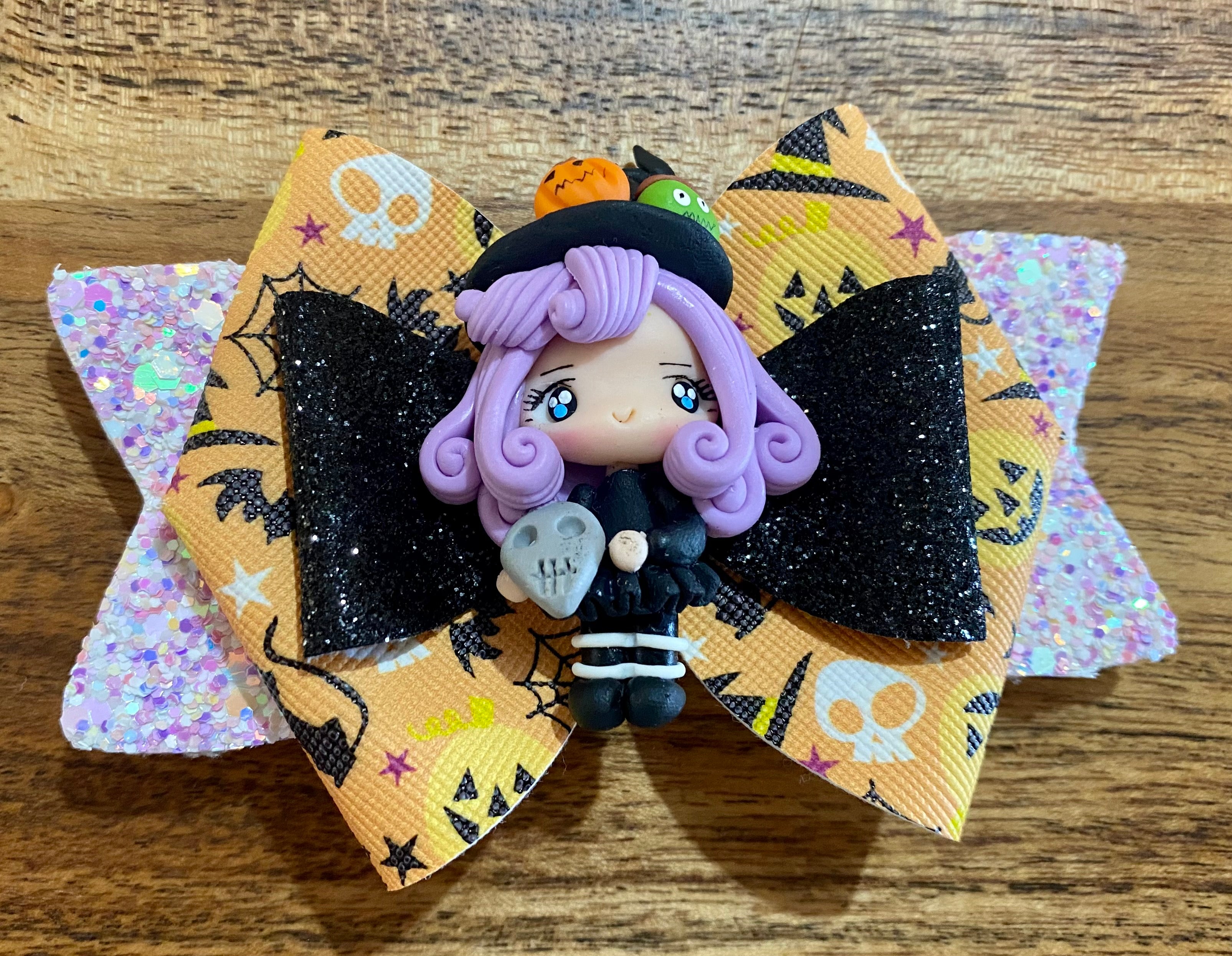 Purple Witch 2 Clay Embellished Hairbow