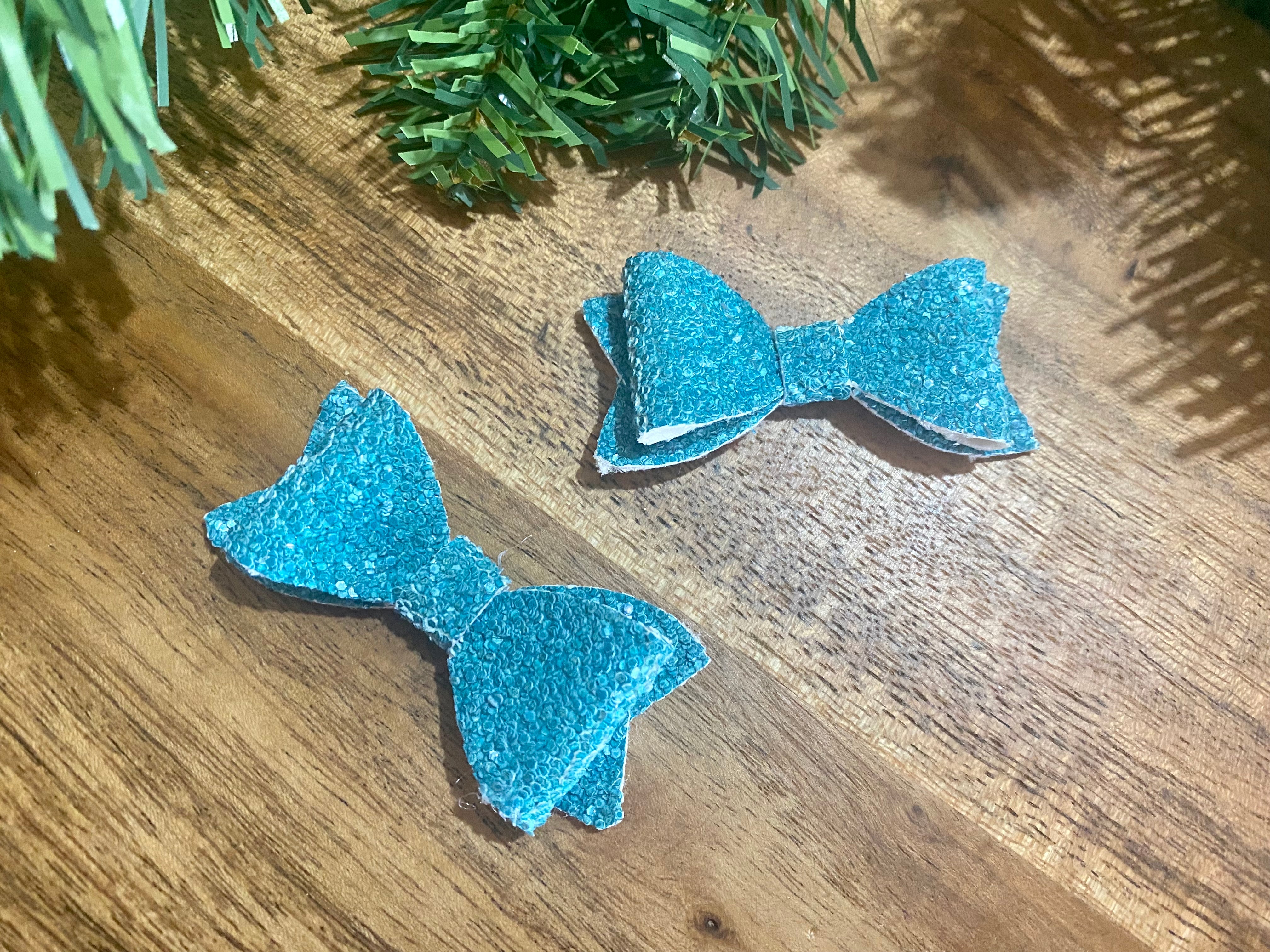 Deer Piggy Clips Blue Glitter