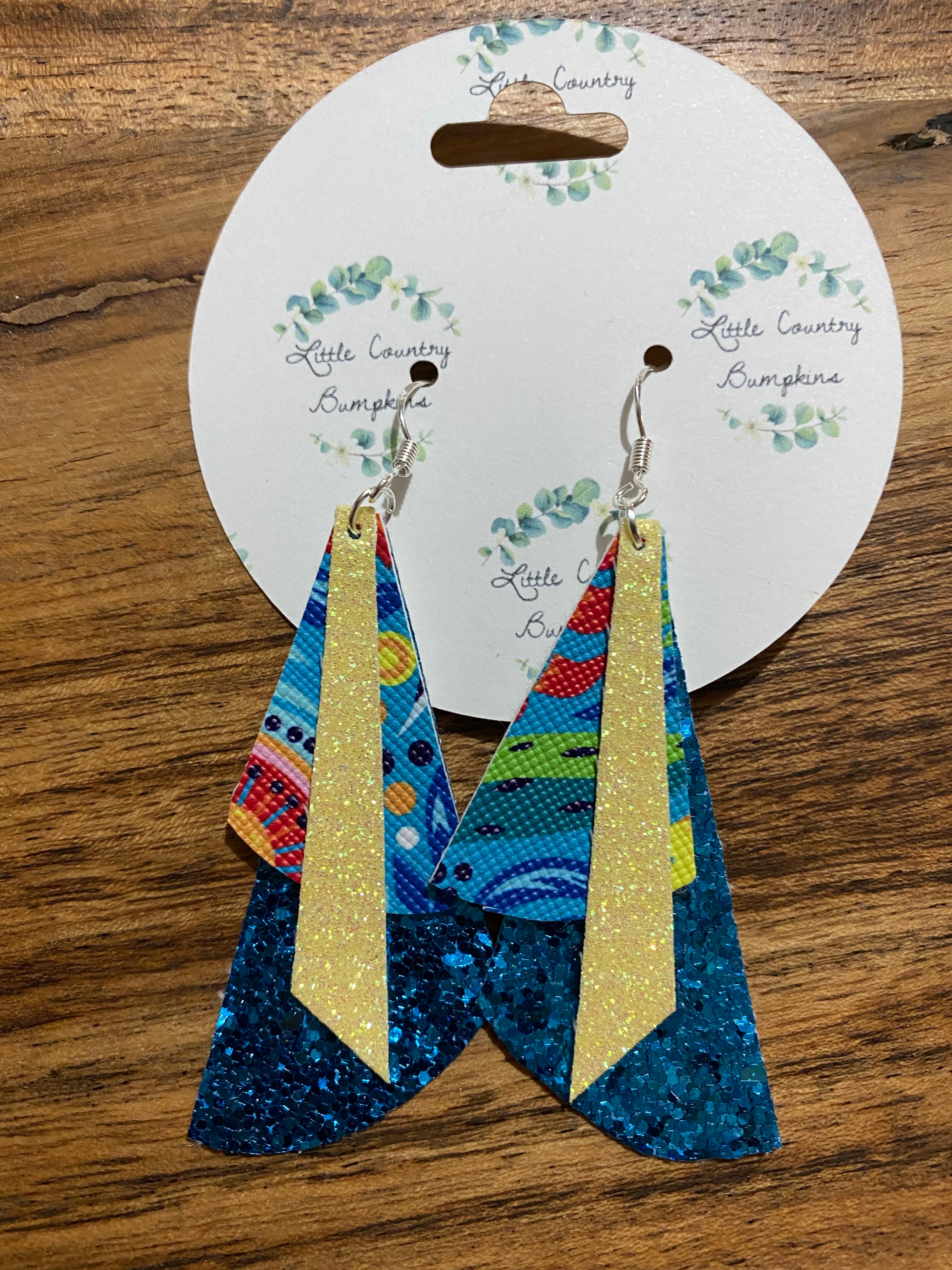 Blue Indigenous Print Earrings 1
