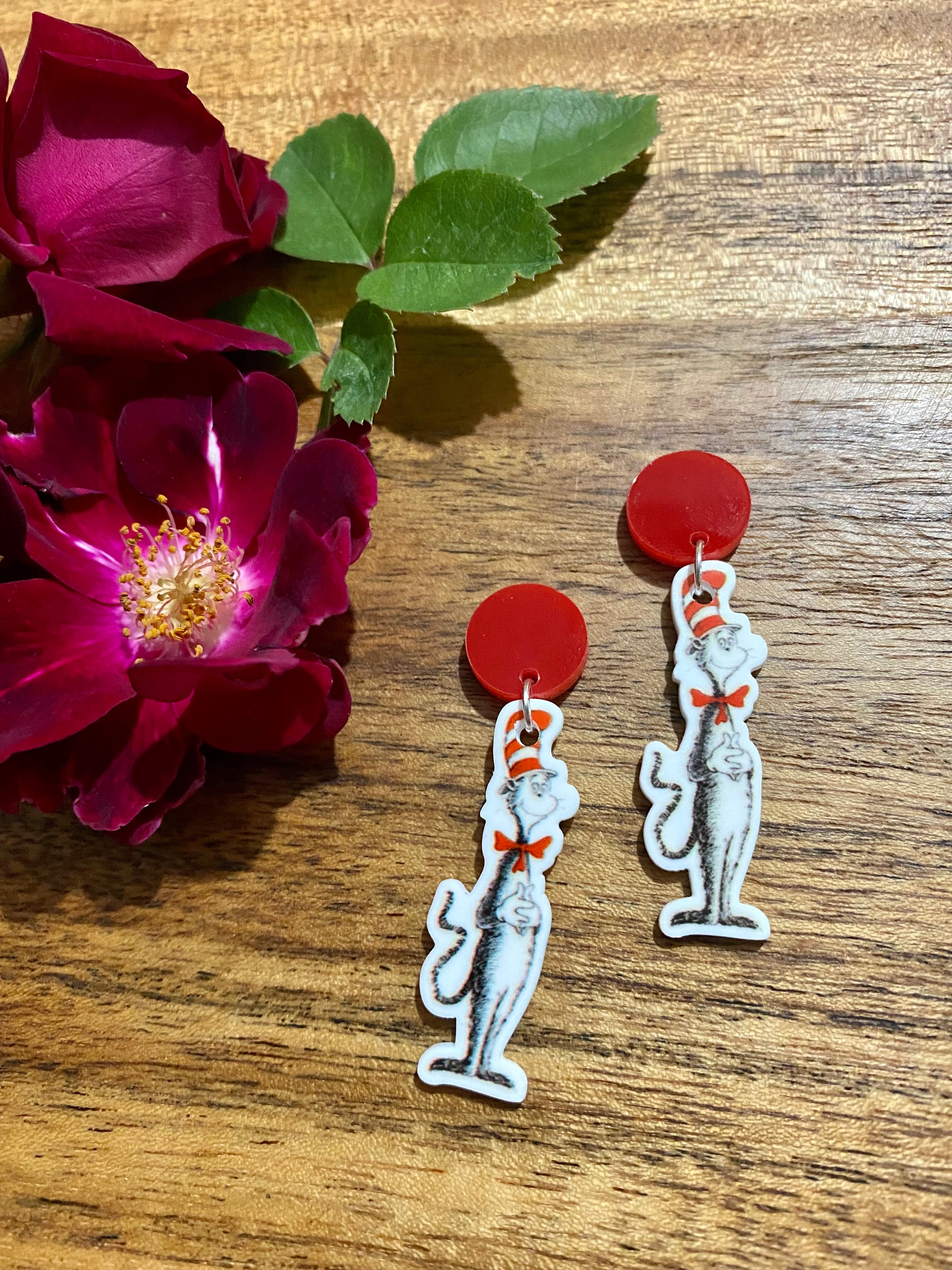 Cat In The Hat Resin Earrings