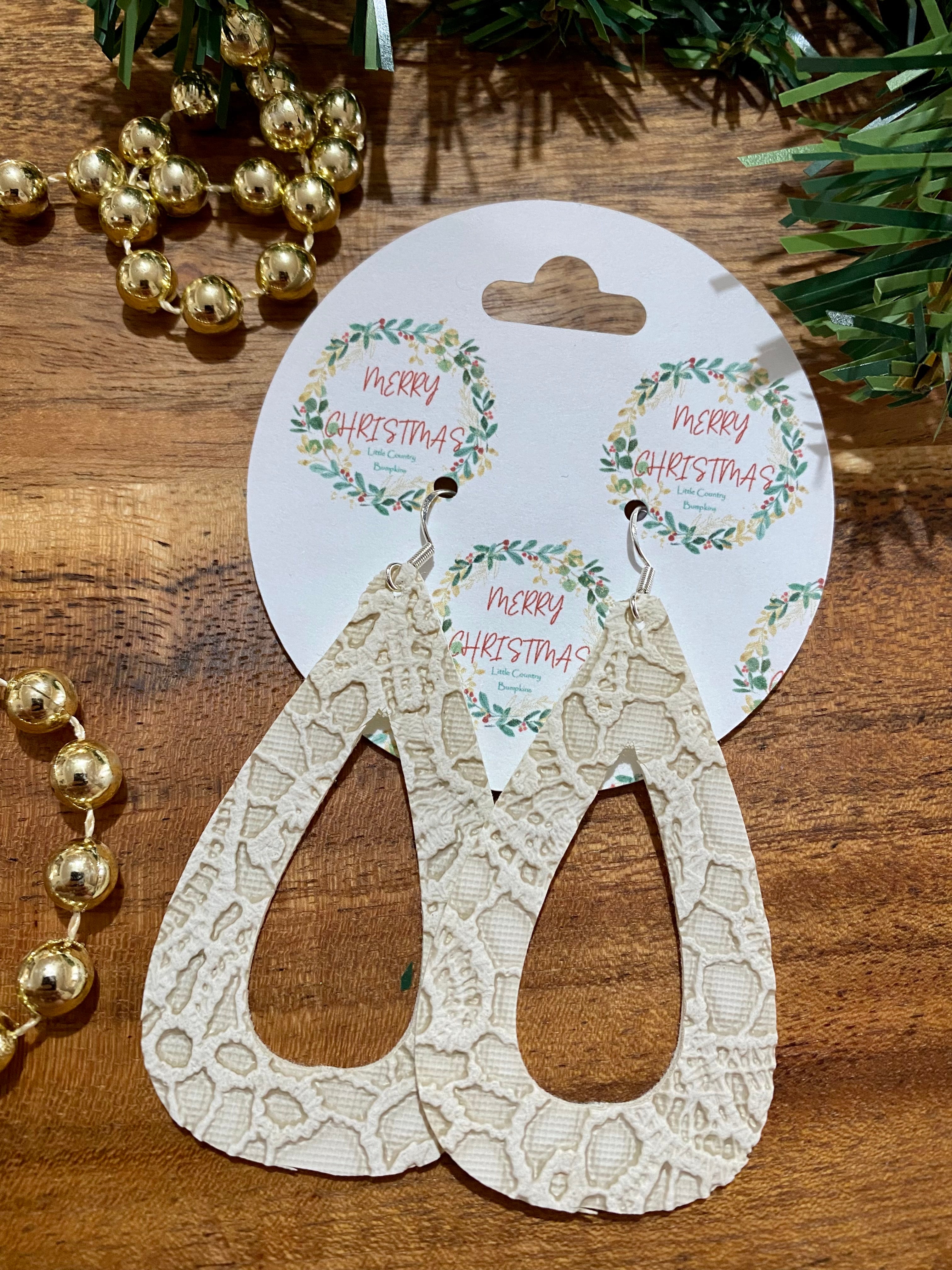 Neutral Christmas Decor Earrings 2