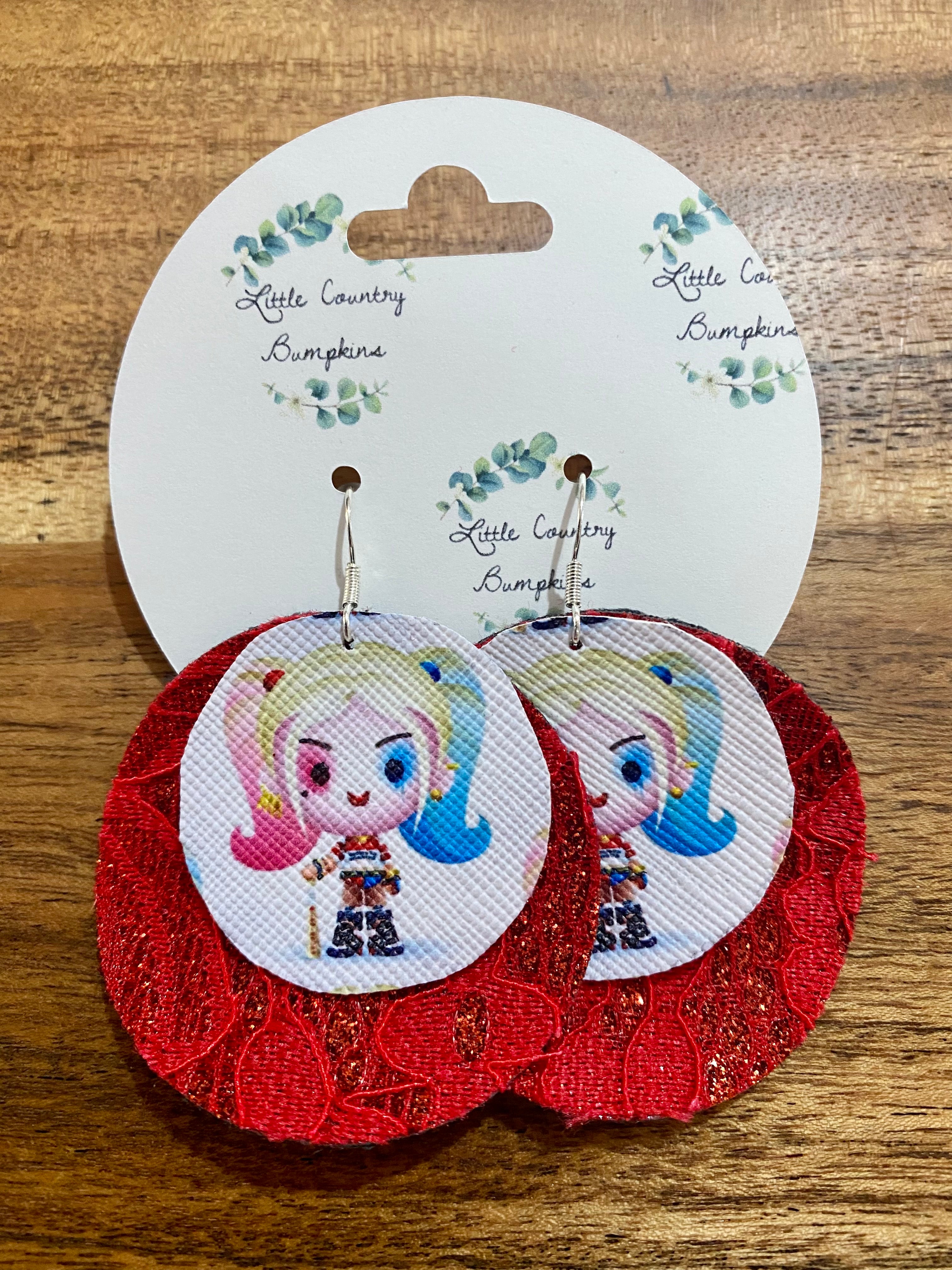 Harley Quinn Red Earrings