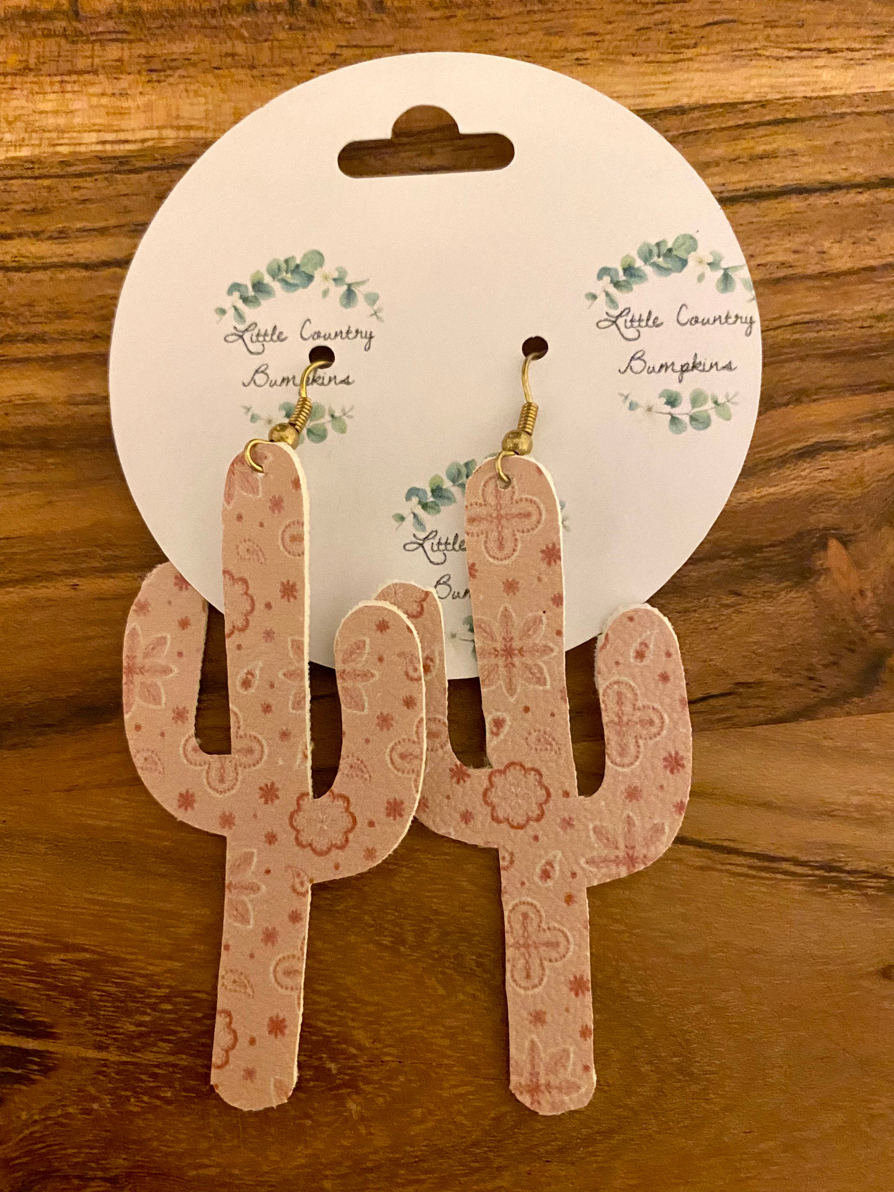 Brown pattern Cactus Earrings