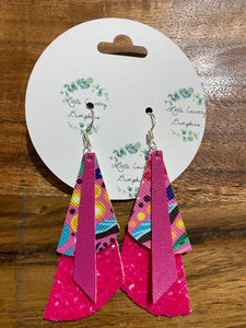 Pink Indigenous Print Earrings 2